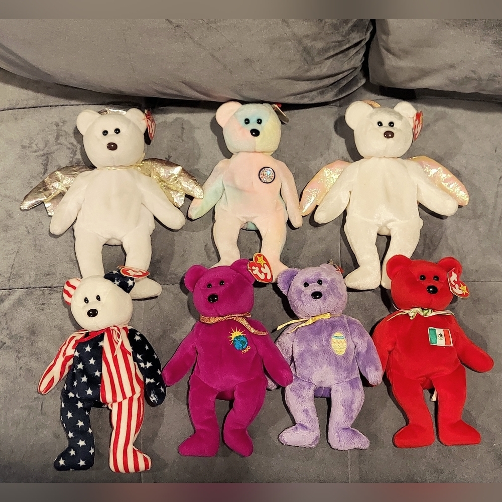 NWT VINTAGE TY TOYS RETIRED BEANIE BABIES ALL BEARS BUNDLE OF 7 RARE COLLECTIBLE